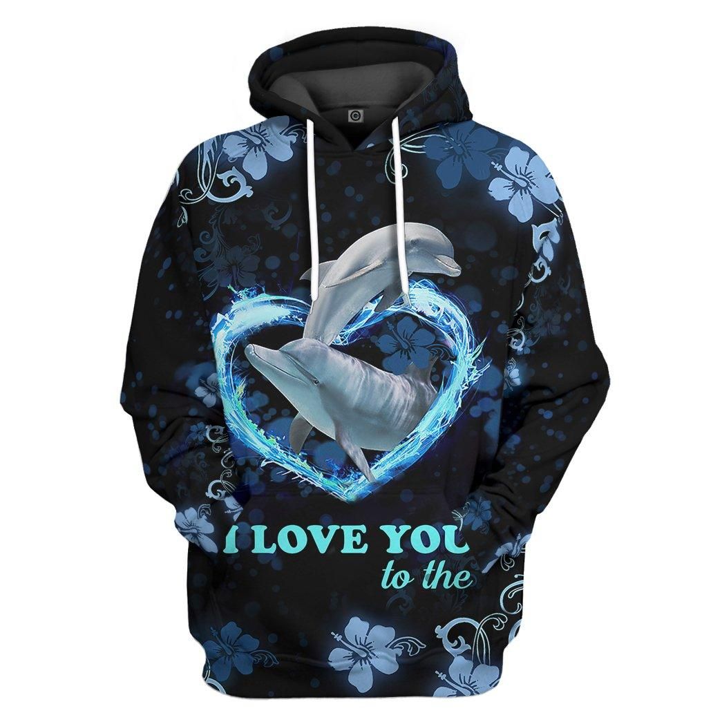 Flowermoonz 3D I Love You Couple Dolphin Tshirt Hoodie Apparel