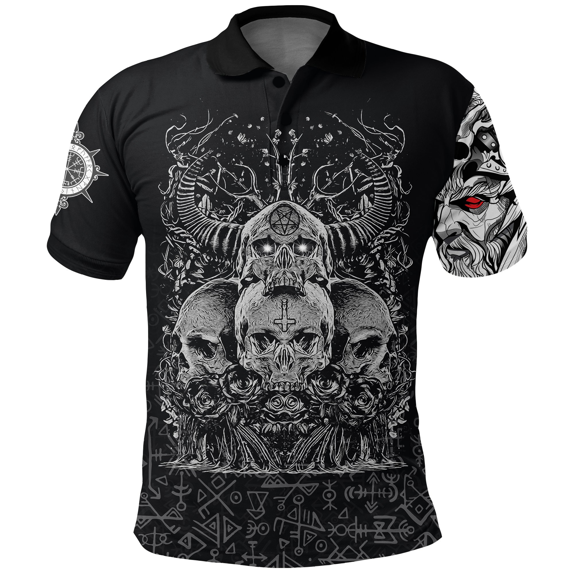 (Custom) Viking Skull Hornor Polo Shirt A27