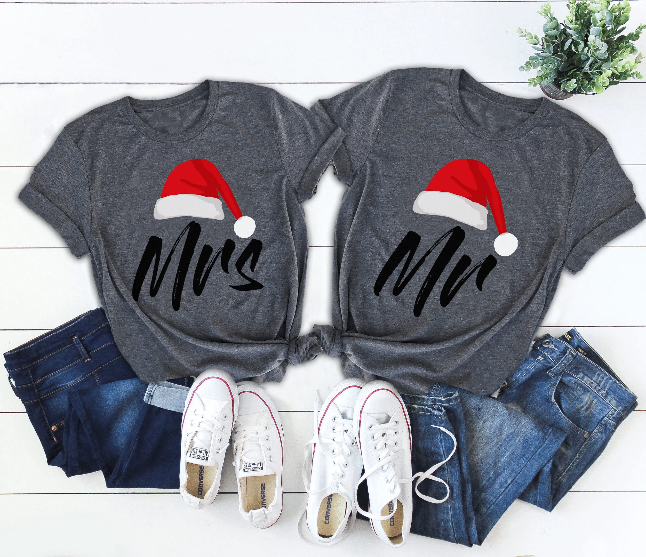 Couple Shirts Mrs And Mr Santa Claus Xmas Matching Couple, Valentine Gifts, Christmas Gift Graphic Unisex T Shirt, Sweatshirt, Hoodie Size S – 5Xl