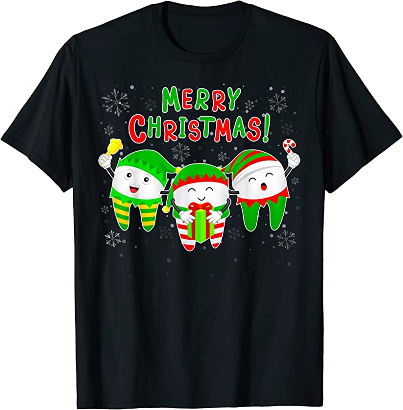 Christmas Dental Squad Teeth Elf Candy Cane Dental Hygienist T-Shirt