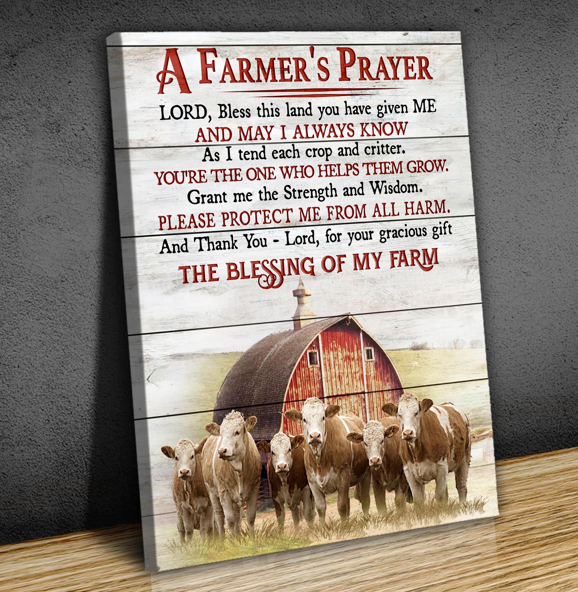 A Farmer’S Prayer Cow Premium Wall Art Canvas