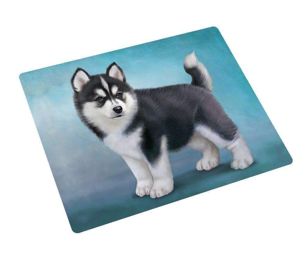 Black And White Siberian Husky Puppy Dog Art Portrait Print Woven Throw Sherpa Plush Fleece Blanket