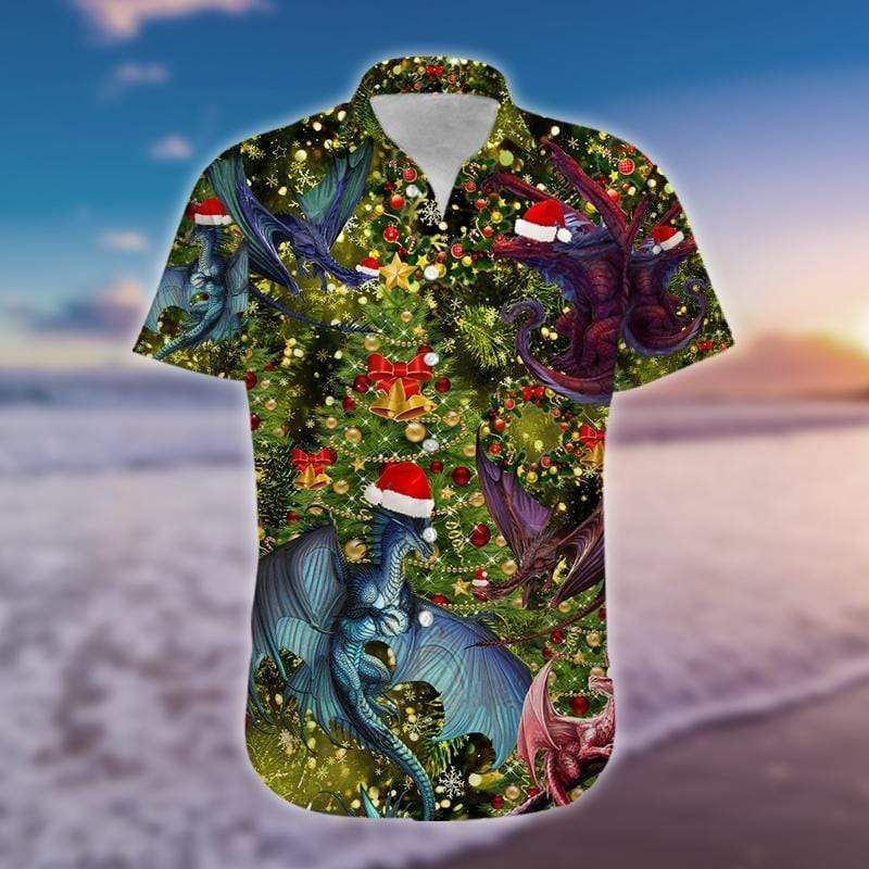 Discover Cool Amazing Dragon Family In Christmas Eve Hawaii Shirts Ha54085