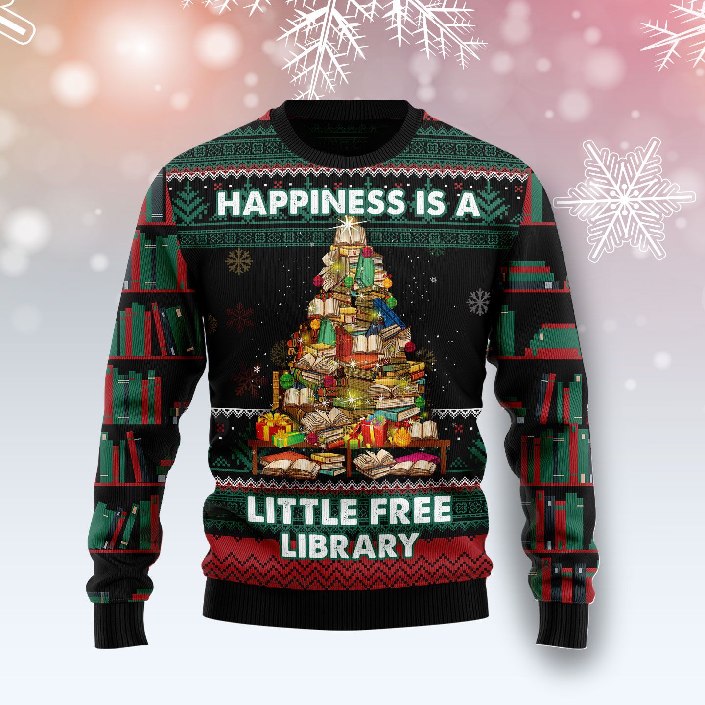 Book Free Library T2311 Ugly Christmas Sweater