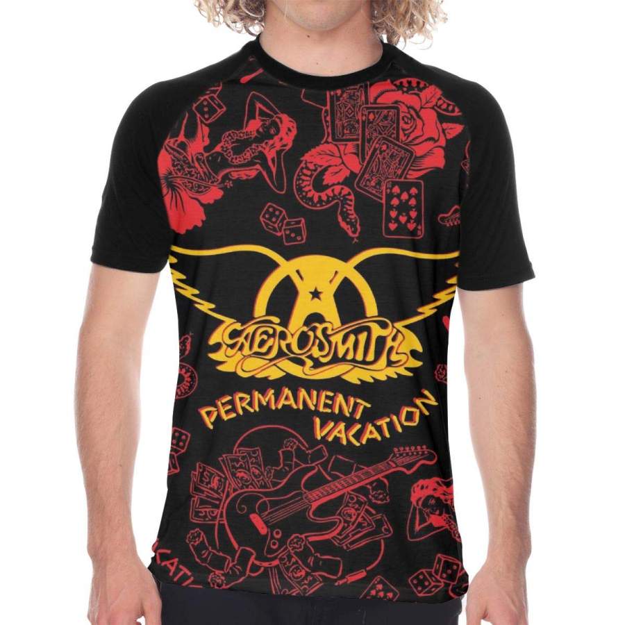 Aerosmith Men Casual Short Sleeve Baseball Shirts