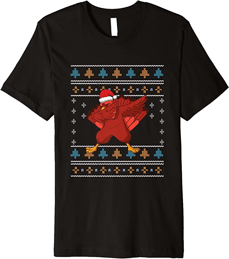 Ugly Christmas Turkey Santa Claus New Year Thanksgiving Premium T-Shirt