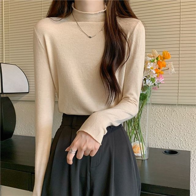 Autumn Winter Fashion Woman Solid Casual Sexy Pullover Turtleneck Women Slim Tees Bottom Top Soft Simple Warm alx