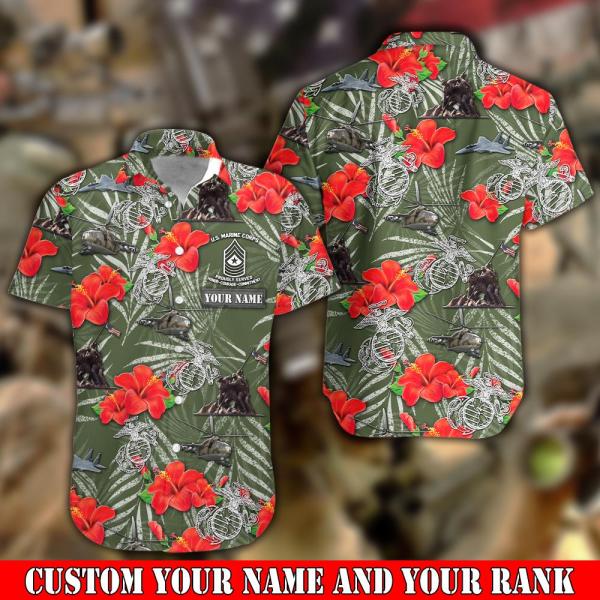 Us Marines Military Hawaiian Shirt Custom Your Name And Rank Ha44481