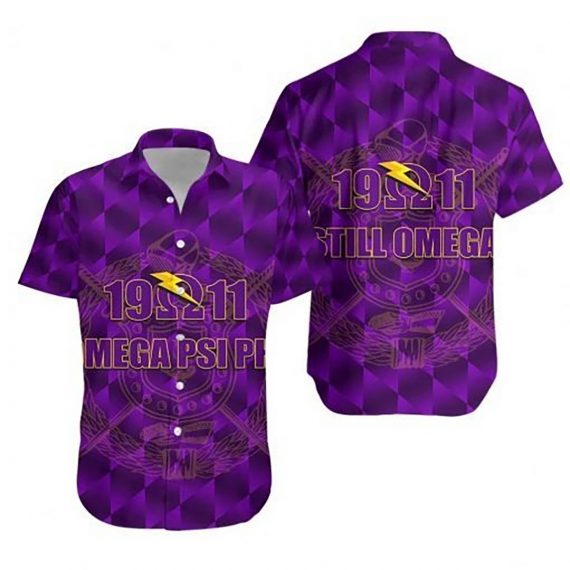 Omega Psi Phi 1911 Fade Crest Still Omega Checked Style Hawaiian Shirt