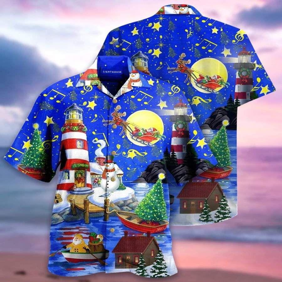 Amazing Sky In Christmas Day Santa Claus Hawaii Aloha Shirts Ha3026