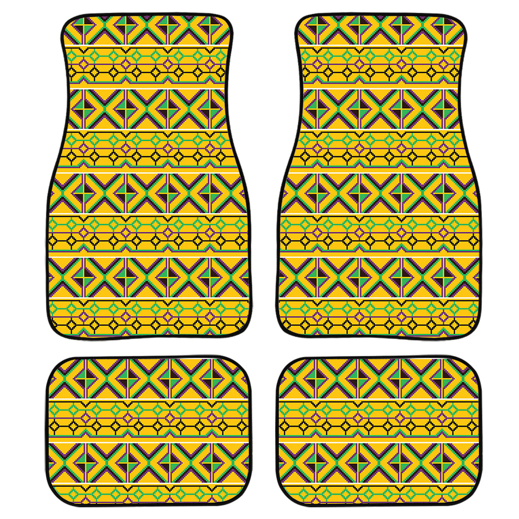 Asante Kente Pattern Print Front And Back Car Floor Mats, Front Car Mat