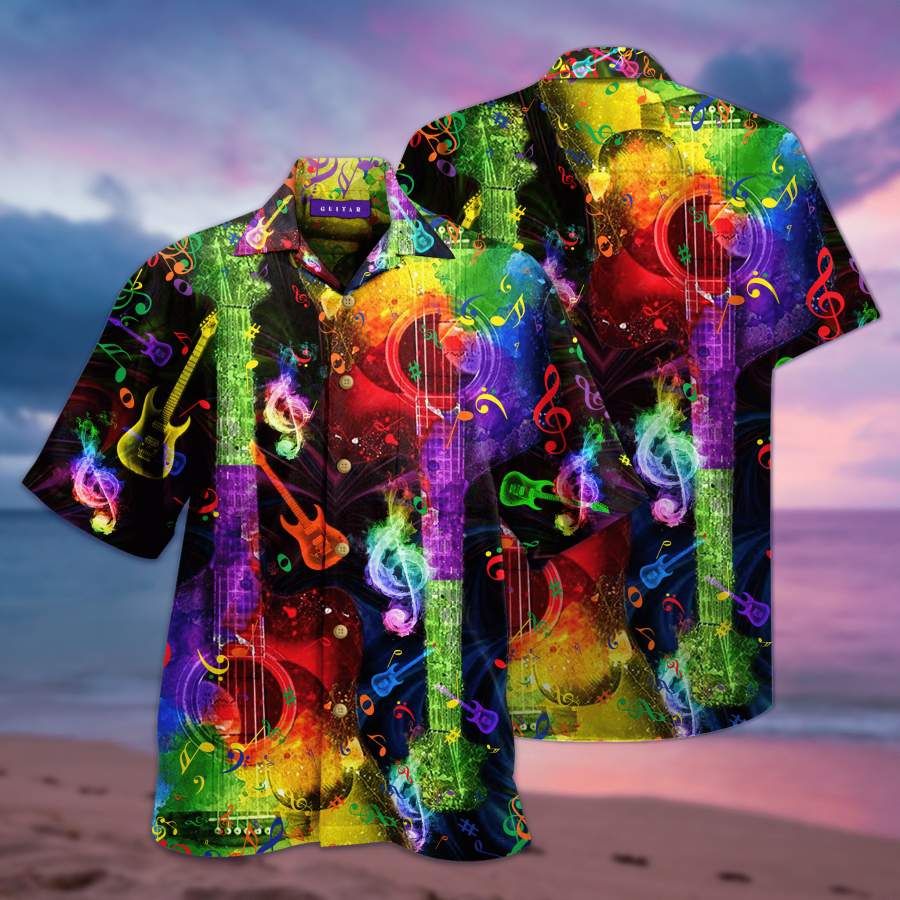 Guitar Rainbow Hawaii Aloha Shirts Ha86074