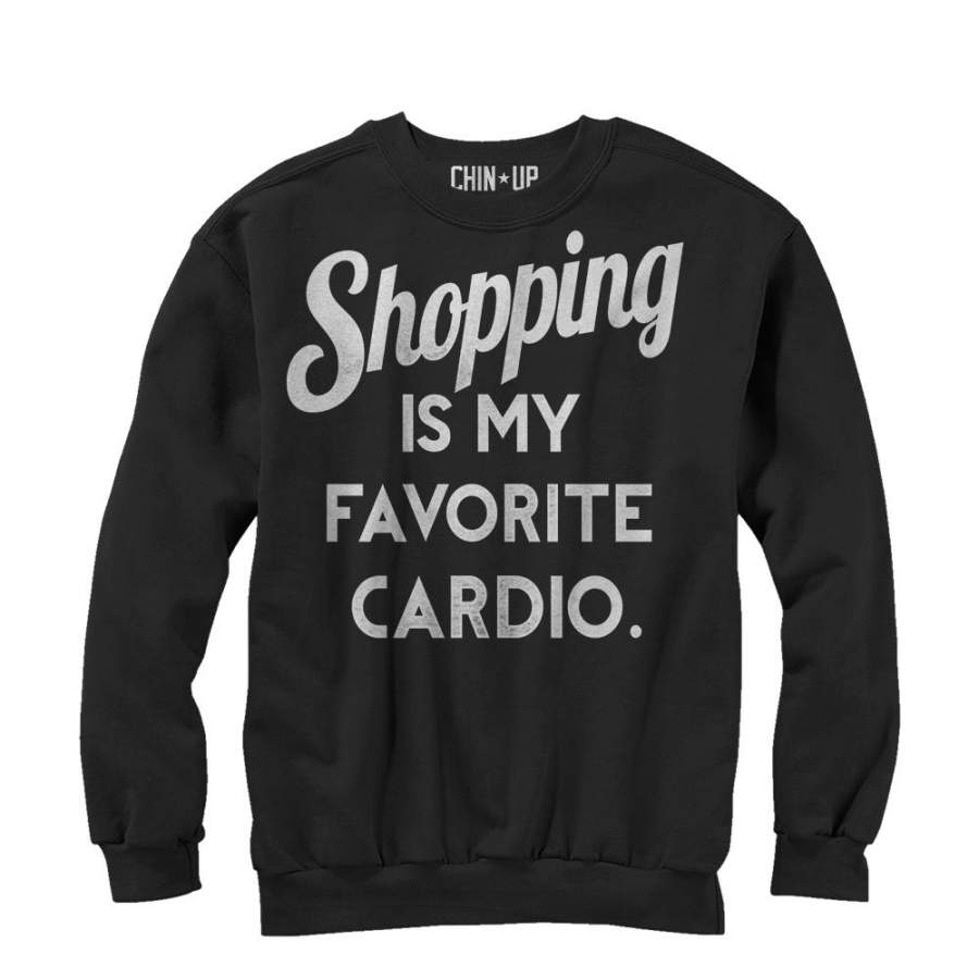 CHIN UP Women’s Shopping is Cardio  Sweatshirt Black