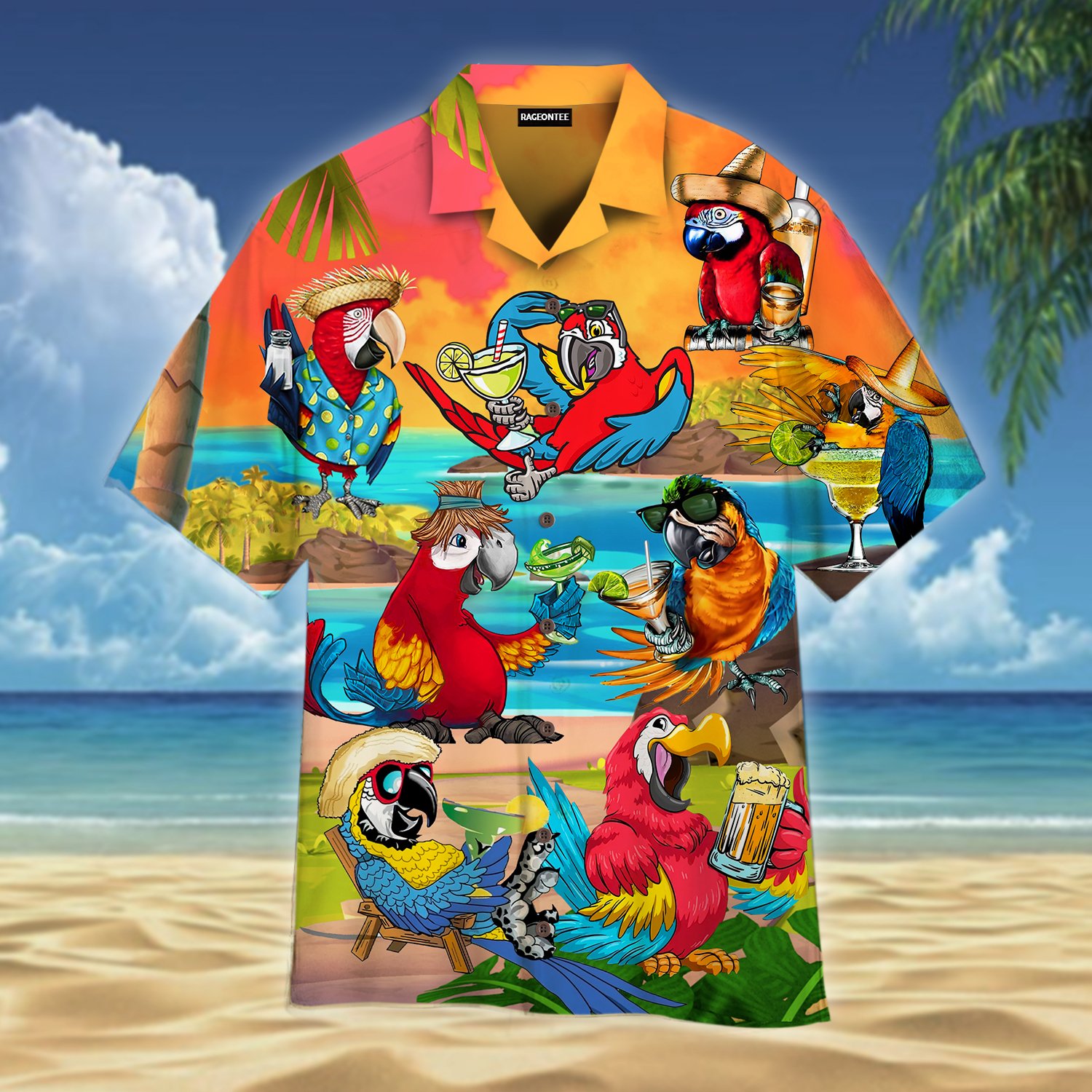 Happy Drinking Parrot Hawaii Shirt For Men Women Adult Ha74711