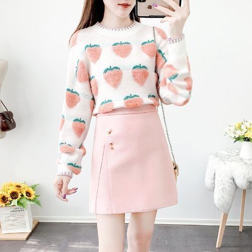 Women 2022 Autumn Winter New Suits Female Long Sleeve Pullover Sweater Tops + High Waist Mini Skirts Ladies 2 Piece Sets Q361 alx