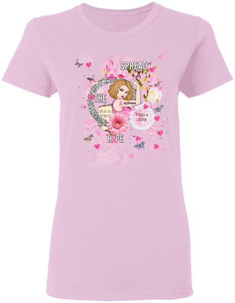 Spread The Hope Find A Cure Personalized Shirt Breast Cancer Awareness Sh-00957-Ctha
