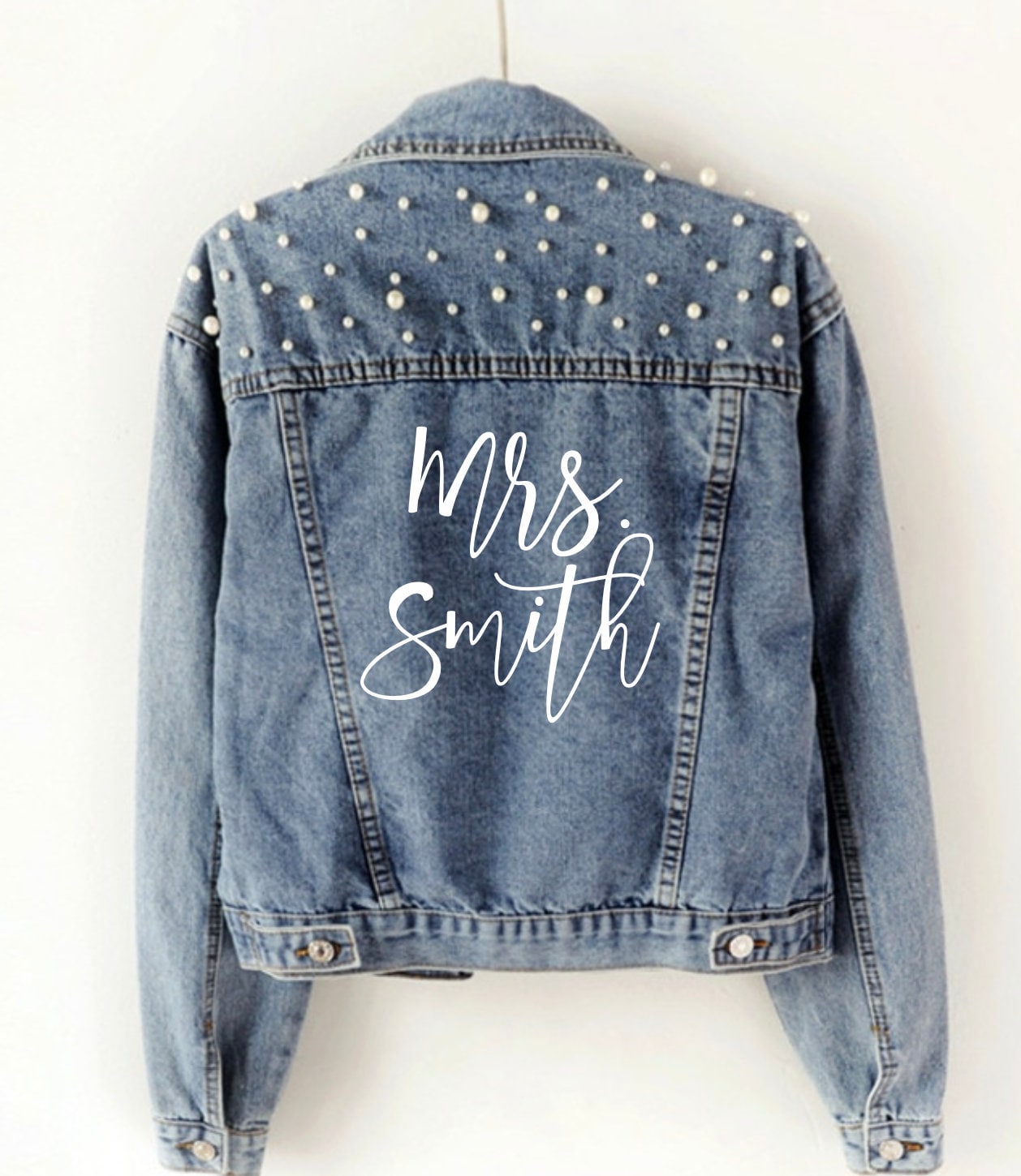 Pearl Jean Jacket, Bride Jean Jacket, Future Mrs Denim Jacket, Personalized Engagement Jean Jacket, Bride Gift, Custom Wedding Jean Jacket