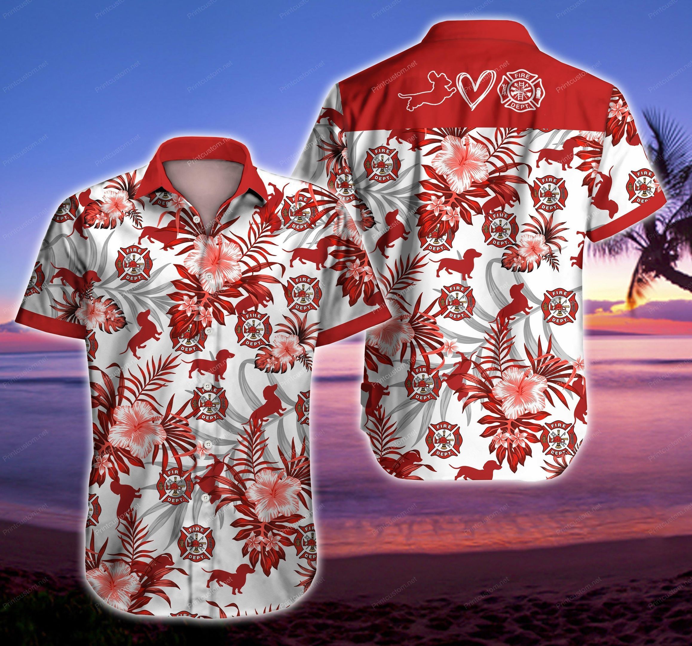 Firefighter Dachshund Hawaiian Shirt Ha43538