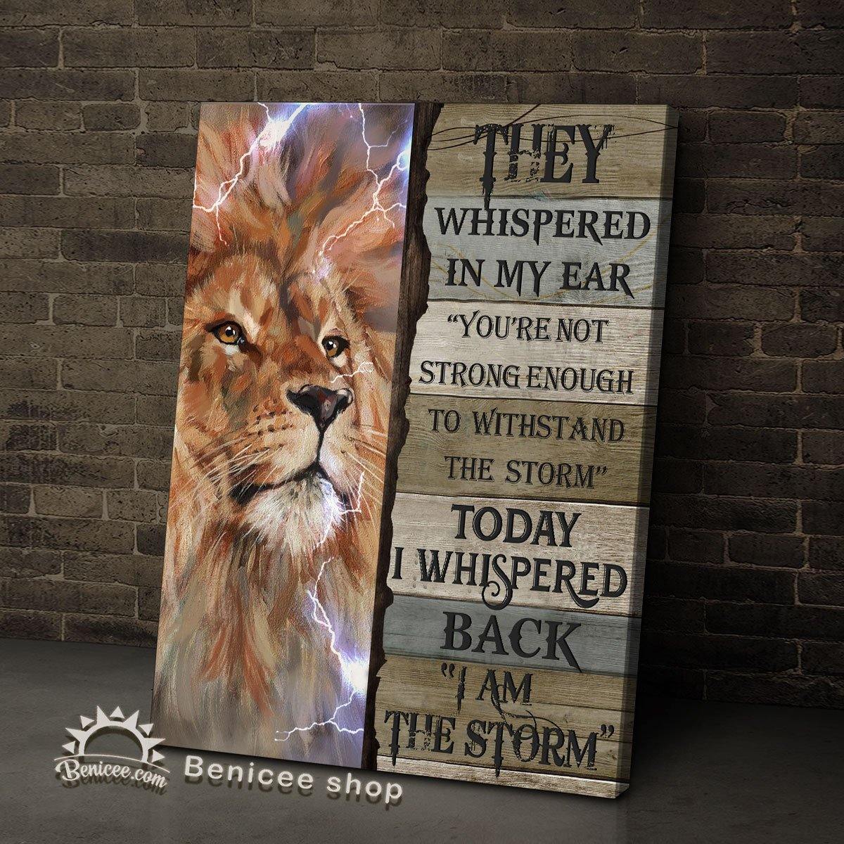 Benicee Lion Motivation Framed/Wrapped Wall Art Canvas I Am The Storm Top 3 Home Decor