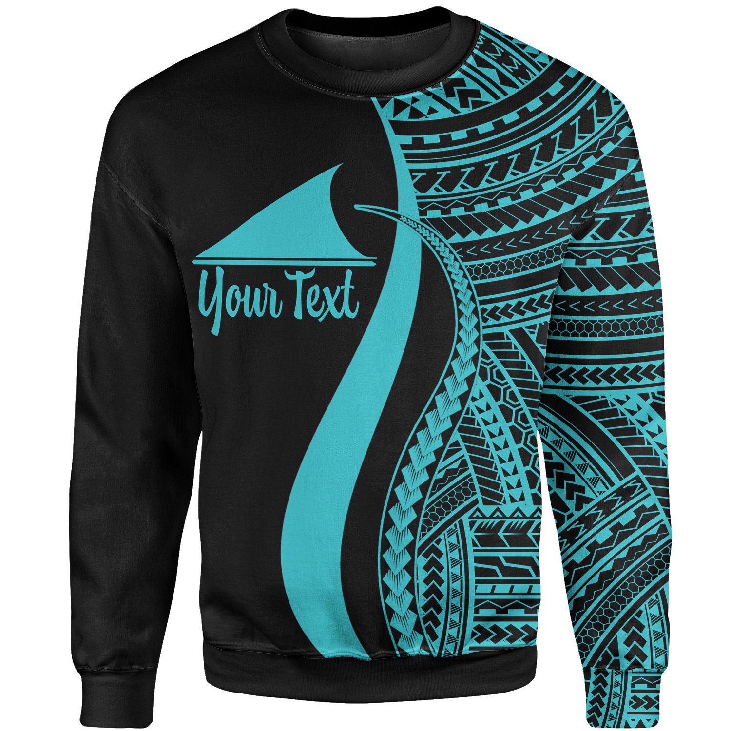 Tokelau Custom Personalised Sweatshirt – Turquoise Polynesian Tentacle Tribal Pattern – BN11