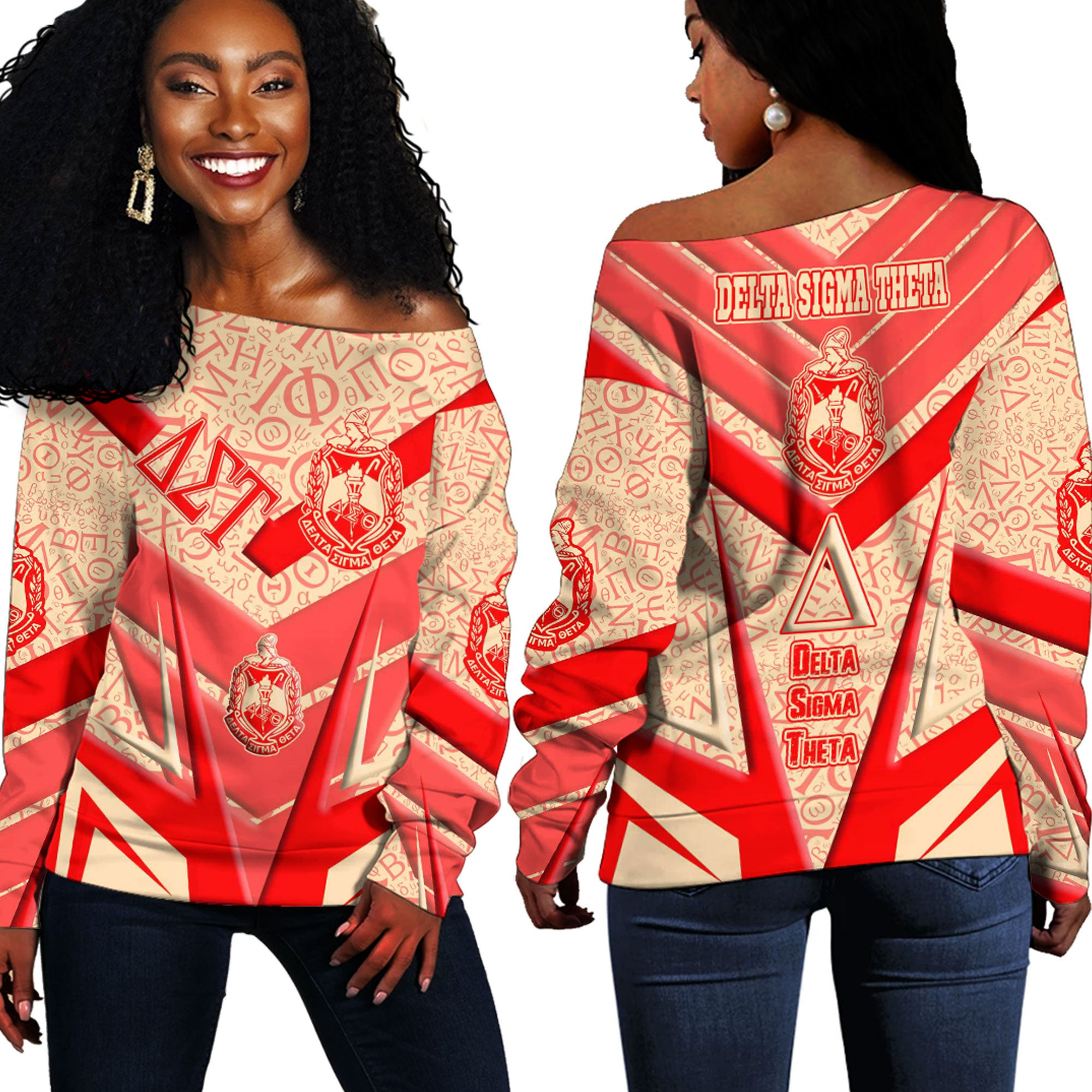 Africa Zone Clothing – Delta Sigma Theta Sporty Style Off Shoulder Sweaters A35