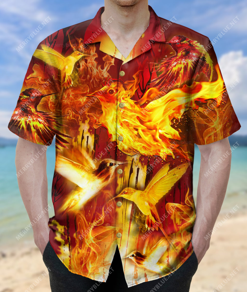 Hummingbird In The Forest Fire Unisex Hawaii Shirt Ha36660