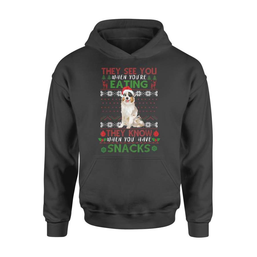 They See You When You’re Eating aussie Ugly Christmas T-Shirt – Standard Hoodie