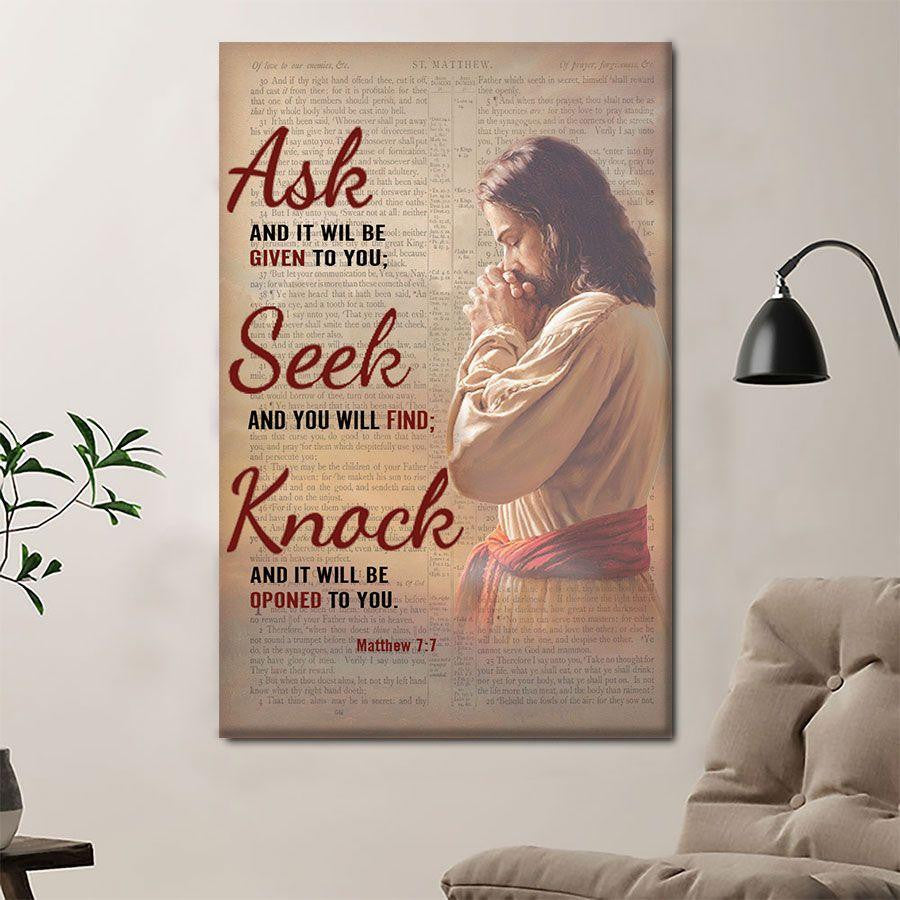 The Prayer To Our Father Poster – Ask Seek Knock Home Décor Gift For Men Women Father Mother Friend – Gigo Smart