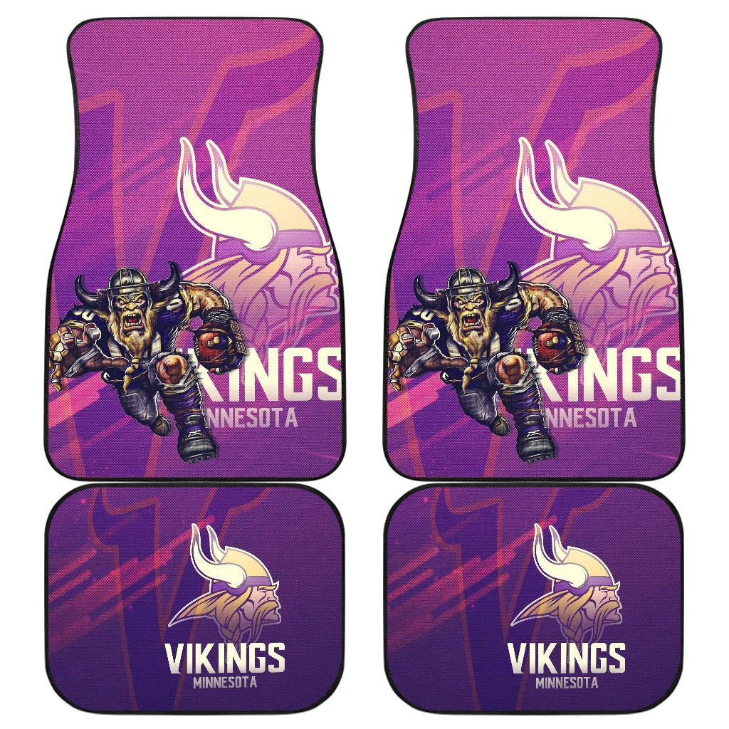 Minnesota Vikings American Football Team Giant Viking Holding Rugby Running Pink Purple Car Floor Mats