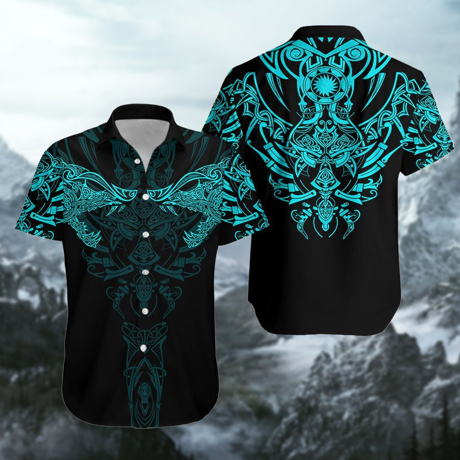 Viking Wolf Turquoise Hawaiian Shirt Pre10134