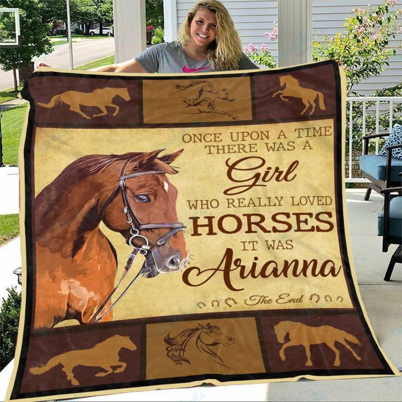 Custom Blanket Horse Girls Personalized Name Blanket – Fleece Blanket