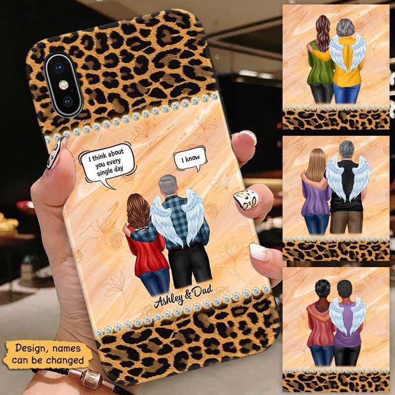 Dad Mom Memorial Conversation Leopard Personalized Phone Case