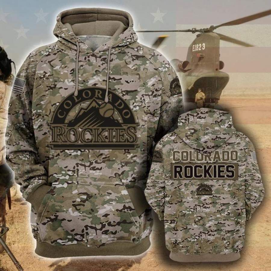 Colorado Rockies Camouflage Veteran Hoodie 3D Style6090 All Over Printed