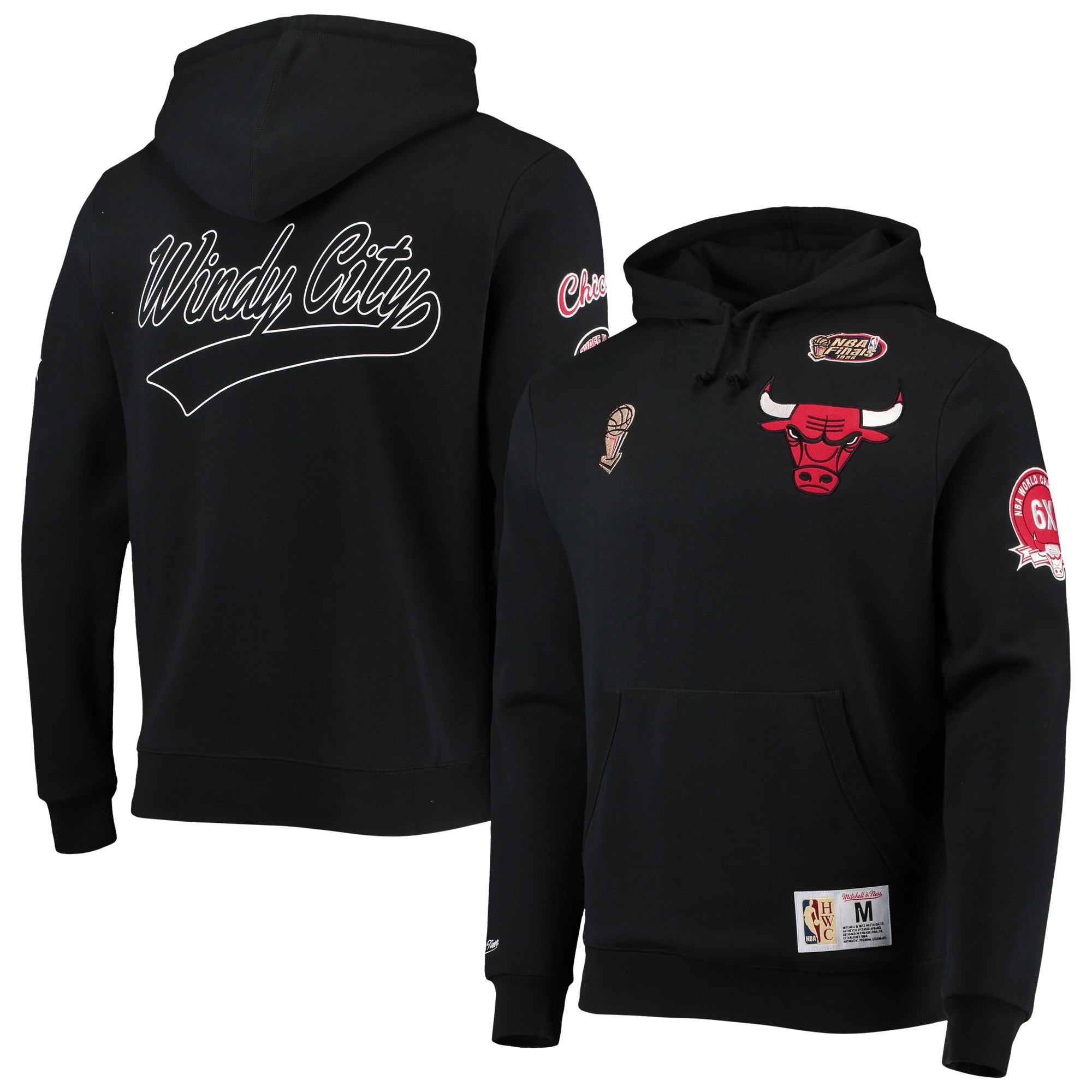 Chicago Bulls Mitchell & Ness 1996 NBA Finals Hardwood Classics Champs City Pullover Hoodie – Black