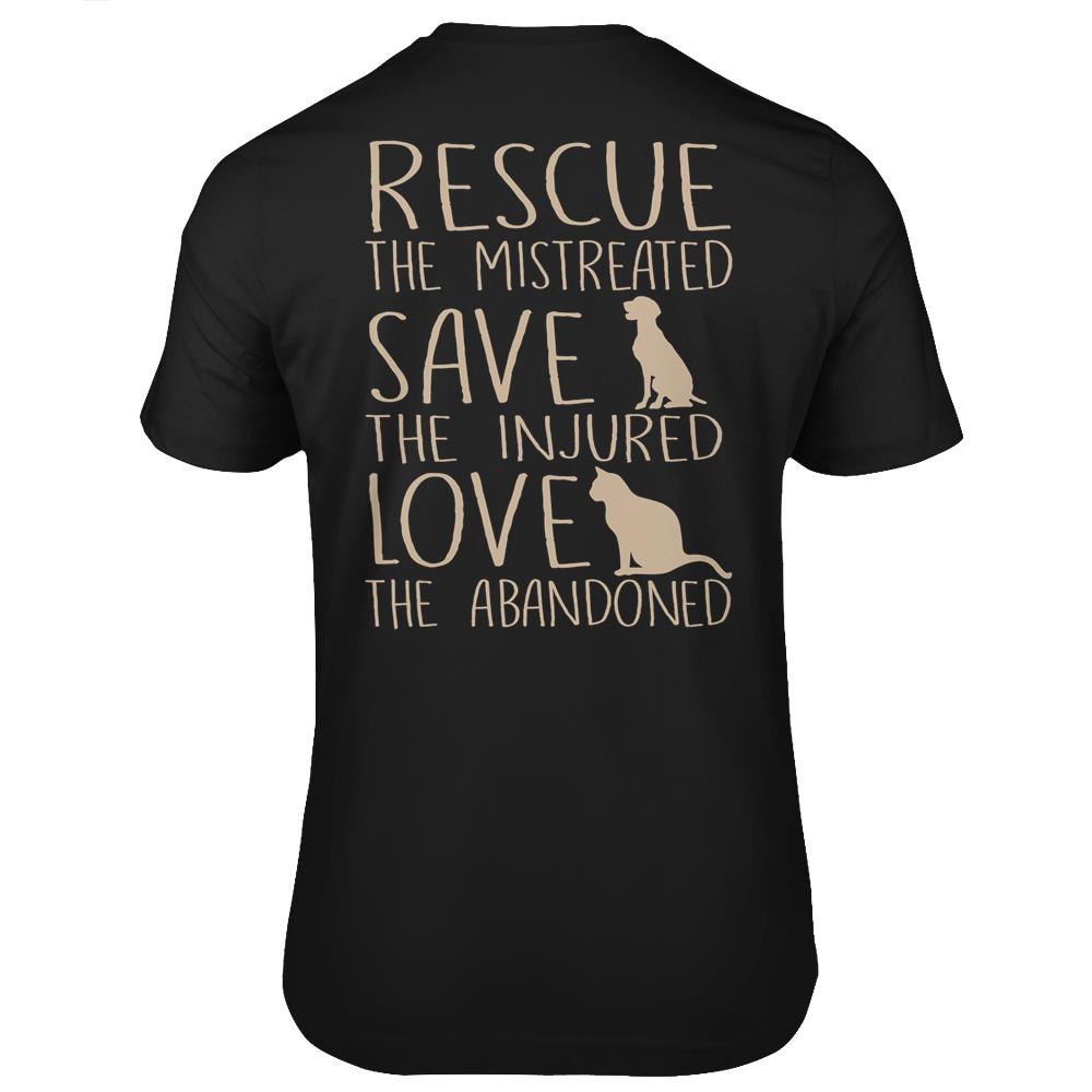 Rescue Save Love – Cute Animal Rescue Dog Cat Lovers T Shirts Print On Back