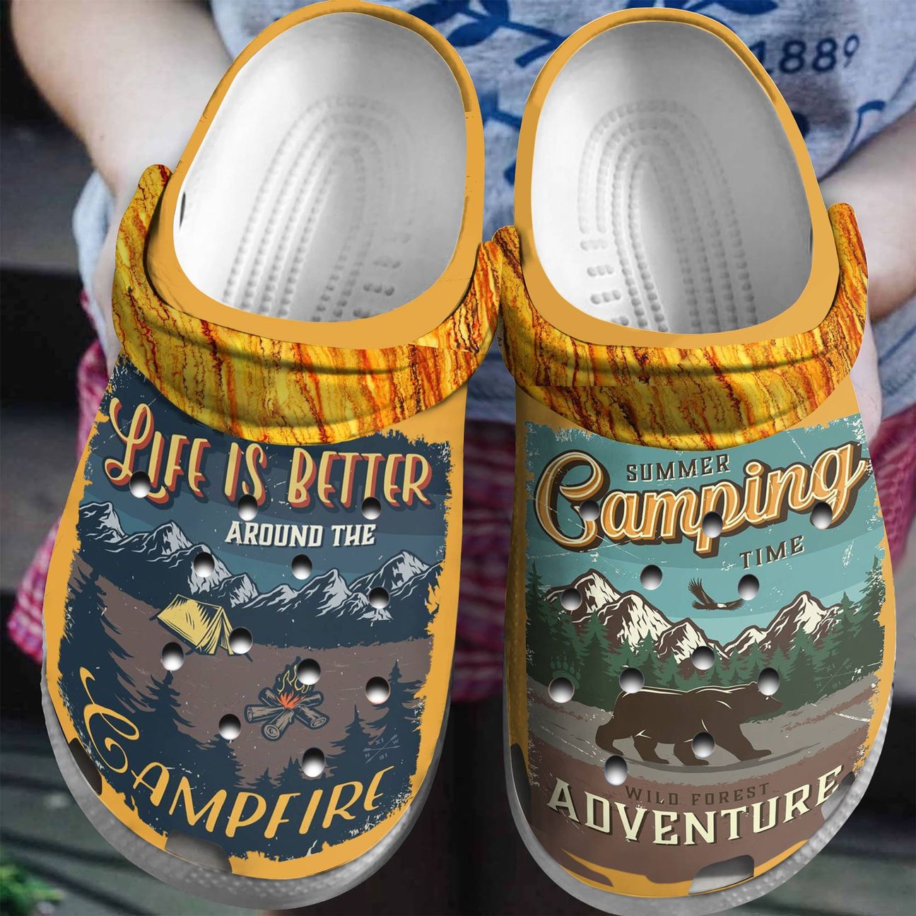 Camping Personalized Clog, Custom Name, Text, Color, Number Fashion Style For Women, Men, Kid, Print 3D Summer Camping Time