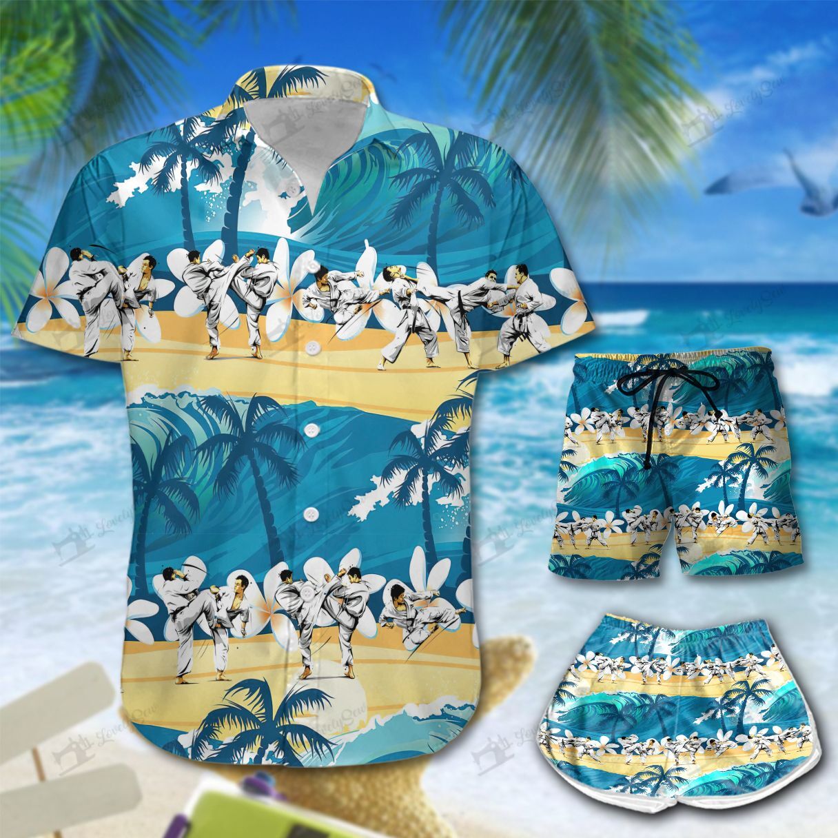 Karate On The Beach Hawaiian Shirt Shorts Ha89300