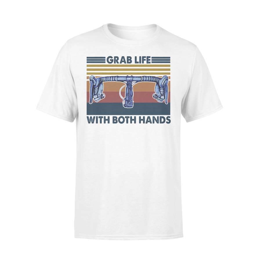 Bicycle Grab Life With Both Hands Vintage Retro T-shirt