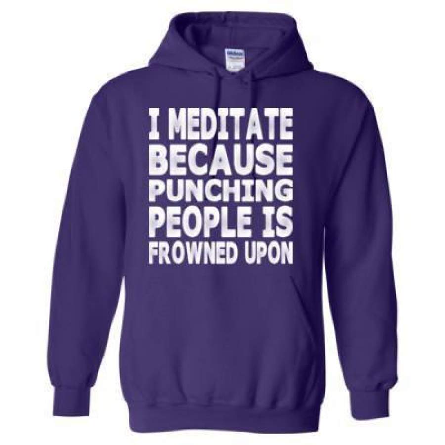 AGR I Meditate Because Punching People Is Frowned Upon – Heavy Blend™ Hooded Sweatshirt