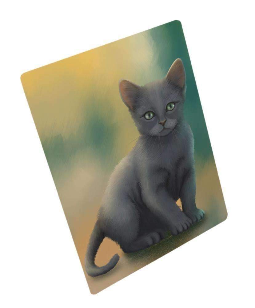 Russian Blue Kitten Cat Art Portrait Print Woven Throw Sherpa Plush Fleece Blanket