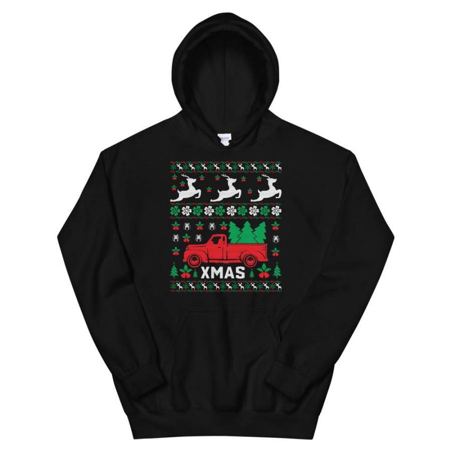 Xmas Pickup Truck Ugly Sweater Party Unisex Hoodie