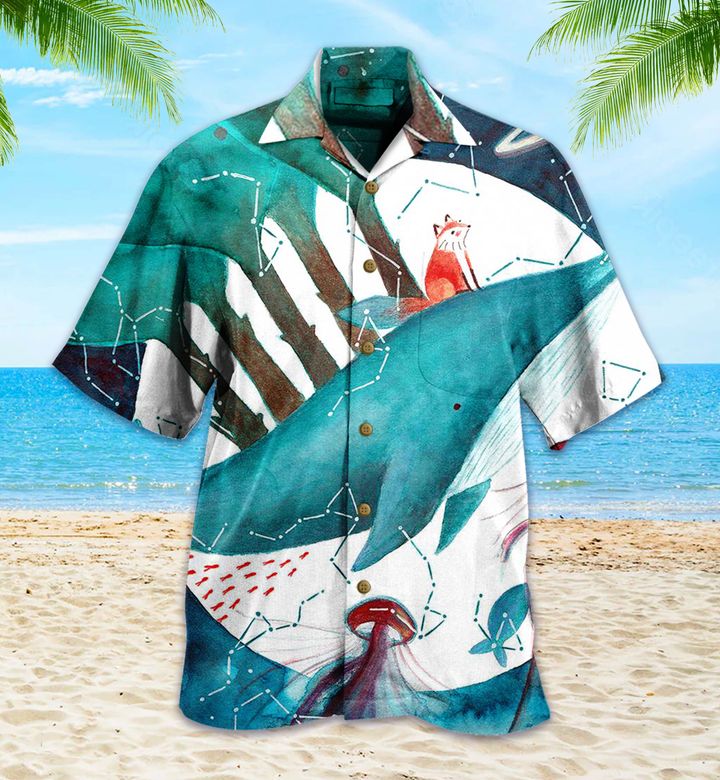 Whale Funny Green Hawaiian Shirt 3D Hawaiian Shirt