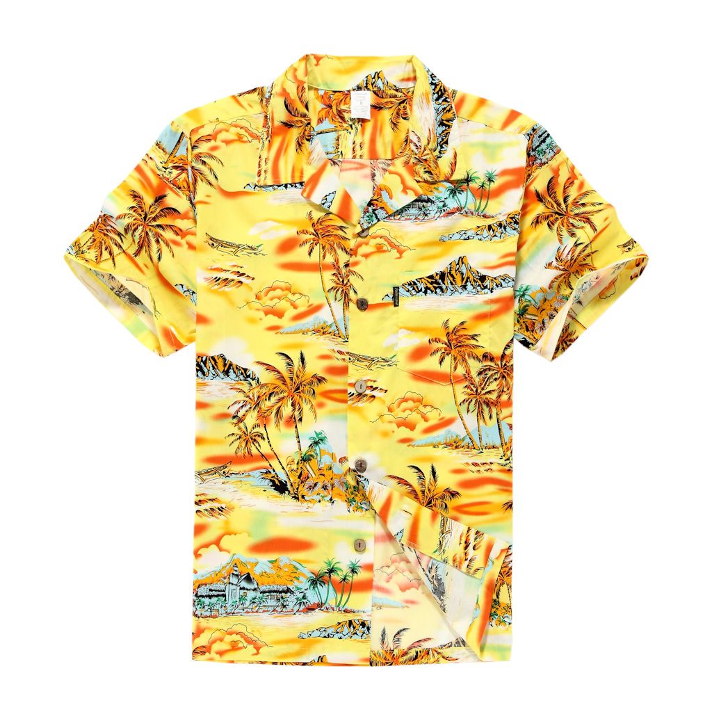 Tropical Sunset Yellow Awesome Design Hawaii Shirt Ha37600