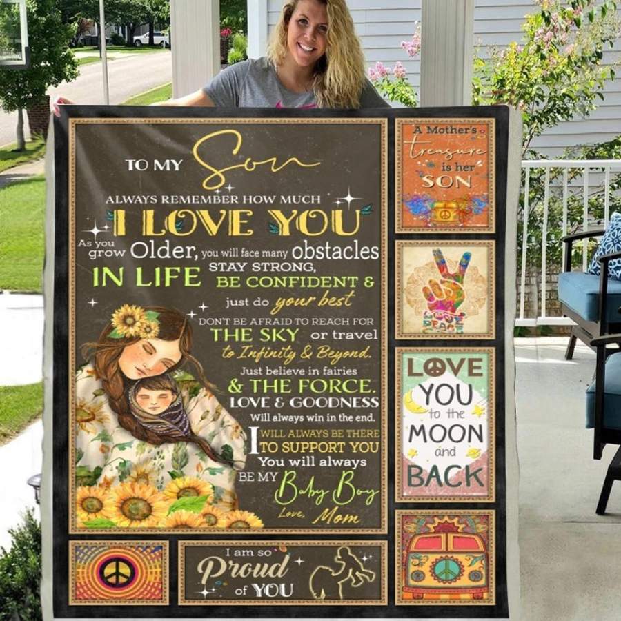 To My Son Always Remember How Much I Love You 3D CUSTOM FLEECE PHOTO BLANKET FAN GIFT FOR SON KIDS