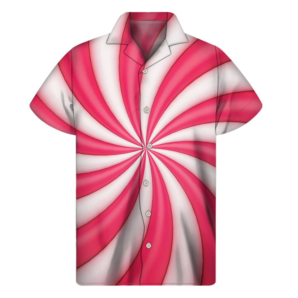 Pink Swirl Candy Print Men’S Short Sleeve Shirt