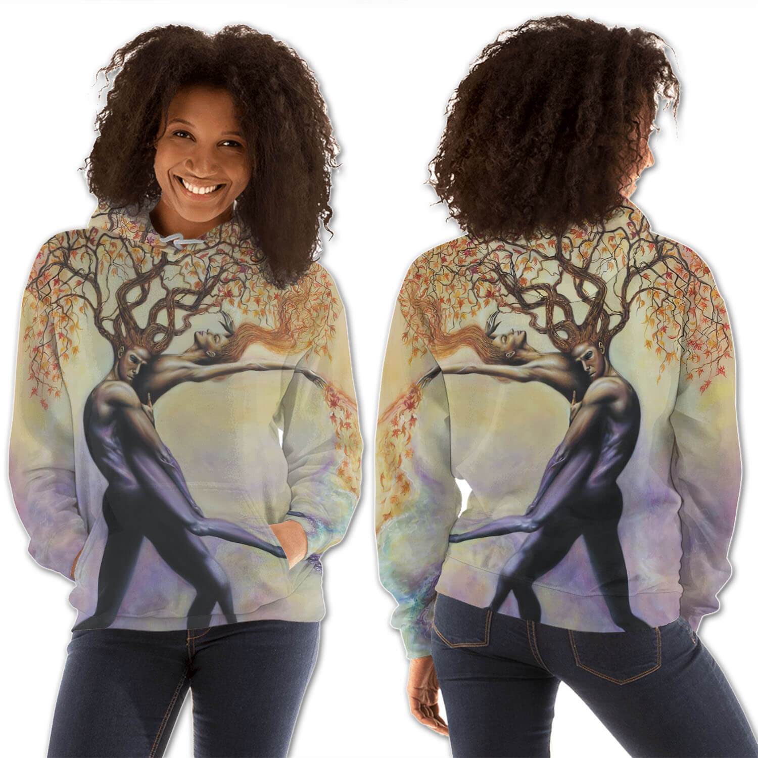 African American Hoodies Beautiful Black Afro Lady All Over Print Womens Hooded Sweatshirt African American Clothing BPS47739