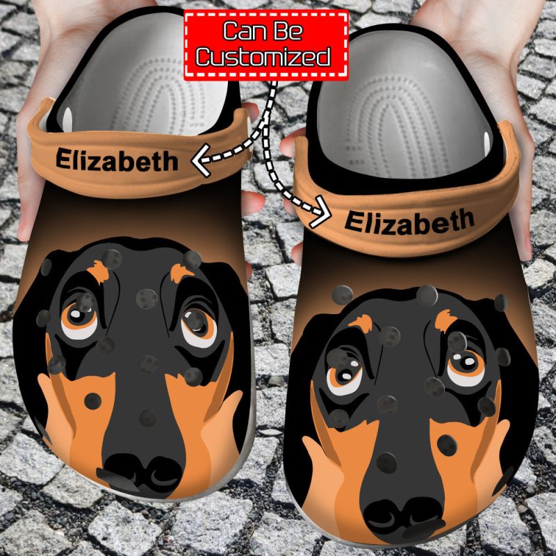 Dog – Dachshund Face Print Personalized Clogs Shoes With Your Name For Men And Women