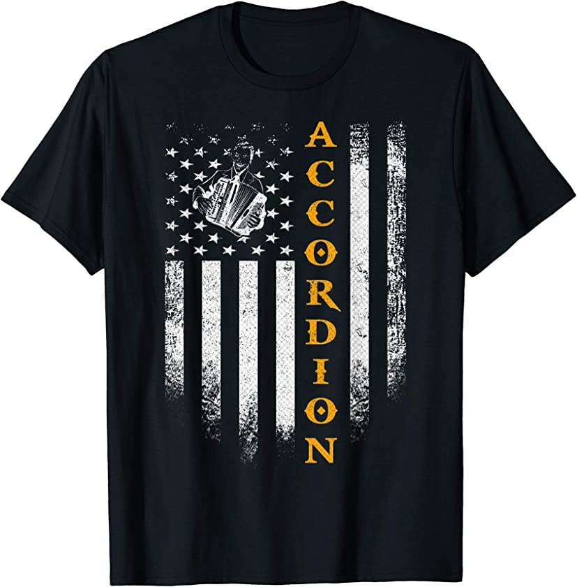 Vintage USA Accordion Player American Flag Patriotic Gift T-Shirt