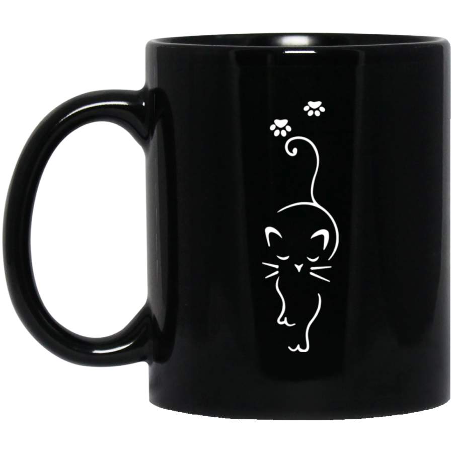 Cat Coffee Mug Walking Cat Cute Kitten Lovers 11oz – 15oz Black Mug