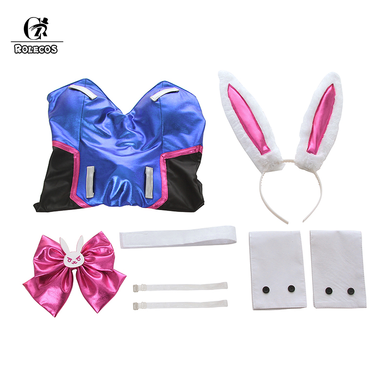 ROLECOS Game OW DVA Cosplay Sexy Bunny Girl Jumpsuit Song hana D.VA Cosplay Costume Halloween Women Romper Jumpsuit alx